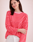Longsleeve, Streifen, Farbkragen & Weiten Ärmeln, 6 Farben