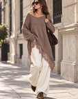 Oversize-Pullover mit Spitzensaum, 5 Farben