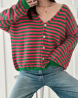 Strickjacke, Streifen, Flauschi, 6 Farben