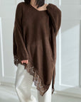 Oversize-Pullover mit Spitzensaum, 5 Farben