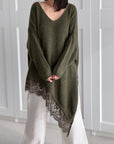 Oversize-Pullover mit Spitzensaum, 5 Farben