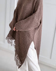 Oversize-Pullover mit Spitzensaum, 5 Farben