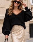 Pullover, Spitzen-V-Ausschnitt, 7 Farben