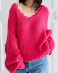 Pullover, Spitzen-V-Ausschnitt, 7 Farben