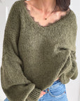 Pullover, Spitzen-V-Ausschnitt, 7 Farben