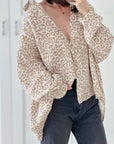 Musselin Bluse, Taupe-Leo