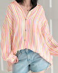 Musselin Bluse, bunte Streifen, 4 Farben