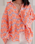 Musselin Bluse, Palmenblätter, 4 Farben
