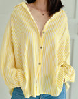 Musselin Bluse, Streifen, Buttergelb