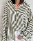 Musselin Bluse, Streifen I, 10 Farben