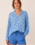 Musselin Bluse, Wild-Leo, Blau