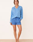 Musselin Bluse, Wild-Leo, Blau