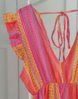 Musselin Kleid, rückenfrei, ärmellos, Ziczag, Candy