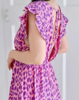 Musselin Kleid, rückenfrei, ärmellos, Wild-Leo, Violett