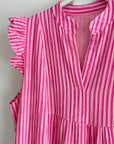 Musselin Tunika, Streifen, Pink-Rosa