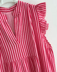 Musselin Tunika, Streifen, Rot-Rosa