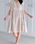 Musselin Tunika, Streifen, Beige