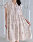 Musselin Tunika, Streifen, Beige