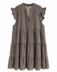 Musselin Tunika, Streifen, Schoko-Taupe