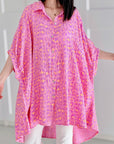 Musselin Bluse, Batwing, Oversize, Violett-Leo