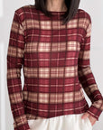 Cashmere Longsleeves, Karo-II, Bordeaux