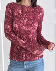 Cashmere Longsleeves, Schlangenprint, Fuchsie