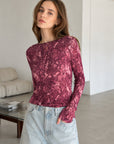 Cashmere Longsleeves, Schlangenprint, Fuchsie