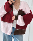 Strickjacke, Blockstreifen, Flauschi, 4 Farben
