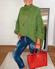 Pullover, flauschi, Stehkragen, Grasgrün