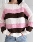 Pullover, Farbstreifen, Rosa