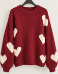 Pullover, Herzen, Bordeaux