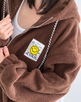 Hoodie, Patch-Smiley, Schoko