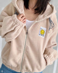 Hoodie, Patch-Smiley, Beige