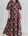Maxikleid, Bogenblüte, Schwarz