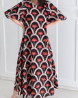 Maxikleid, Bogenblüte, Schwarz