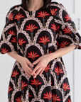 Maxikleid, Bogenblüte, Schwarz