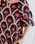 Maxikleid, Bogenblüte, Schwarz