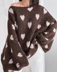 Pullover, Herzen, Ballonärmel, Schoko