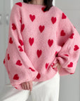 Pullover, Herzen, Ballonärmel, Rosa