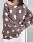 Pullover, Herzen, Ballonärmel, Taupe