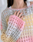 Pullover, Lochstrick, Pastell, Candy