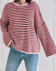 Pullover, flauschi, Streifen, Rückenschleife, Beere