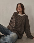 Pullover, flauschi, Streifen, Rückenschleife, Schoko