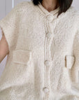 Strickweste, mit aufgesetzten Taschen, Cremeweiß