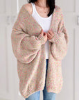 Strickjacke, flauschi, Konfetti, Beige
