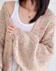 Strickjacke, flauschi, Konfetti, Beige