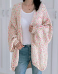 Strickjacke, flauschi, Konfetti, Cremeweiß