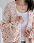 Strickjacke, flauschi, Konfetti, Cremeweiß