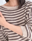Pullover, flauschi, Streifen, Cappuccino