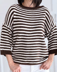 Pullover, flauschi, Streifen, Schoko